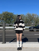 [UNISEX] タケハチダンガラストライプドカラーネックロングスリーブニット (5 colors)