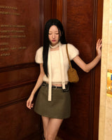 [ORIGINAL] HOLLY TIE SHORT-SLEEVE KNITTED SET