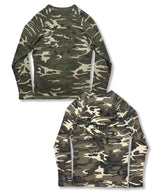 Raglan Camo Waffle Long Sleeve_Brown