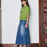 Denim Long Skirt Blue