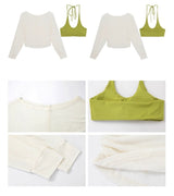 ルーズフィットオフショルダーレイヤードセットロングスリーブTシャツ