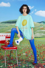サマーショートスリーブTシャツ ウィズ カラーブロッキング＆ブレーザブルプリントカジュアルウェア