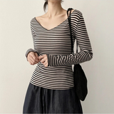ヨリダンガラワイドネックスリムロングスリーブTシャツ