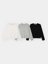Slub damaged crop long sleeves 3color
