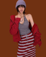 striped wide knit long skirt (4color)