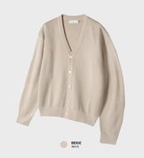  Deface Daily Semi-Cropped V-Neck Overfit Cardigan