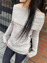 SS フラットオフショルダーニット