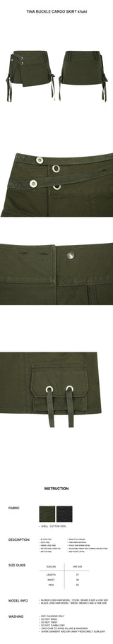 TINA BUCKLE CARGO SKIRT khaki