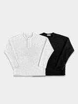 Tweed Henry Neck Long-Sleeved T-Shirt