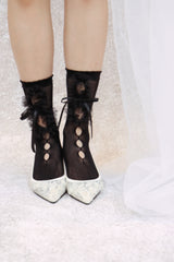 frill ribbon mesh socks (2colors)