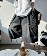 BIG CARGO DOWN ROPE ストリングデニムオーバーバミューダ 🩵🖤2COLOR