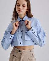 EVIE mia OVERSIZED CROPPED SHIRTS BLUE