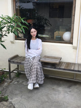 Maple Check Banded Shirred Skirt (3c)