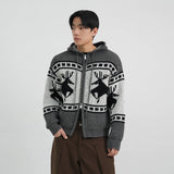 Cowichan knit hood zip-up 4color