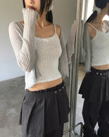 アシフリルパンチングシースルーカーディガン