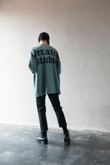 Hierarchy Studios - ダスティーグリーンロゴオーバーサイズTシャツ