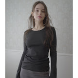 BACK RIBBON LONG SLEEVE-BLACK
