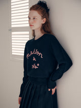 MAISON DE ROLA エンブロイダリーニット ブラック