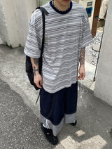 No.0828 mix stripe half T (3color)