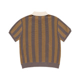 25SS COLLAR POINT STRIPE SHORT SLEEVE KNIT BROWN