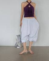 4 color banding harem baggy Aladdin half-length shorts