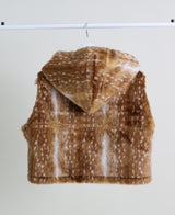 Tier Bambi Fake Fur Hooded Vest (Short Quilted)
