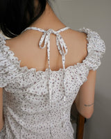 Badue Floral Strap Puff Short Sleeve Blouse