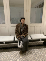 High-End Leopard Suede Fur Jacket