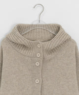 Mihro High Neck Hood Wool Knit Cardigan