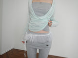 pleats mesh shirrin  top(3 color) 