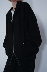 2WAY LOGO TWIST STUD HOOD ZIP-UP_BLACK
