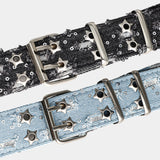 Denim Star Eyelet Double Belt