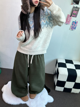テディフリース🤎🐻 S-L🧸3サイズ ロングワイドヒーターパンツ 🤎💙💚3COLOR