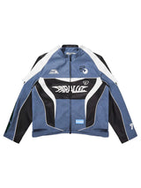 ステッチレザーエンブロイダリーレーシングジャケット