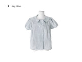 Odile Double Button Puff Check Collar Shirt Blouse