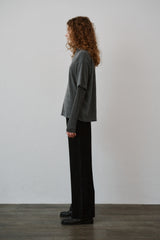Corduroy boots cut pants (Black)