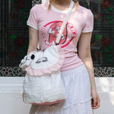 Grandma's Apron String Bag White Pink