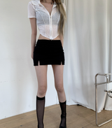 Tainer Mini Low Waist Skirt (black)