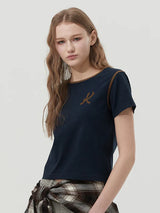 グラフィックリンガーTシャツ【ダークネイビー】
