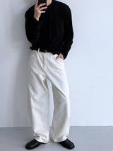 [4계절] Wide cotton curved pants(3color)