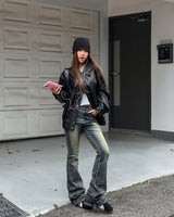 Hazel loose-fit pocket leather jumper