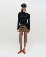 One Shoulder Draped Jersey Top _ BLACK