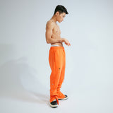 Side Open Sweat Pants Red Orange