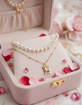 [Anti-tarnish] Kitty Layered Pearl Choker Necklace -Gold ver. (Kep1er Yujin Necklace)