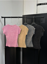 Pigment washing crop t-shirts(4color)