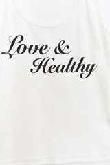 Love & Healthy Logo Sleeveless Top White