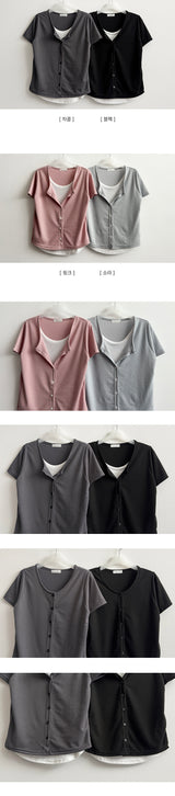 Moru レイヤードカーディガン 半袖Tシャツ