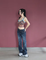 see-through lace leopard print singlet