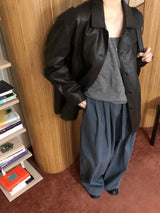 カーブド レザー ジャケット