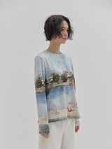 Donau Watercolor Long Sleeve Top (Blue)